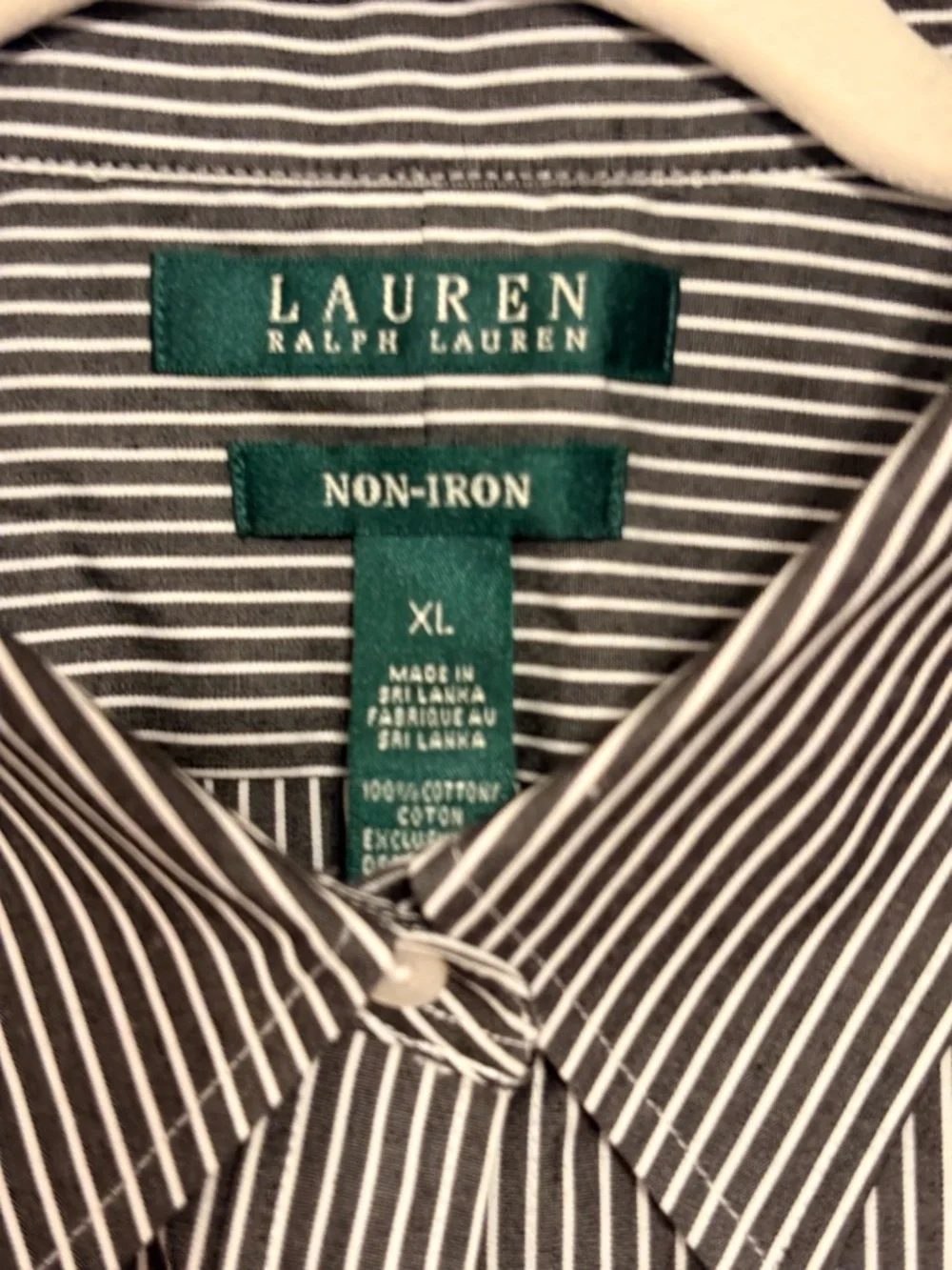 Lauren Ralph Lauren Black and White Striped Button-Up Dress Shirt - Picture 3 of 7